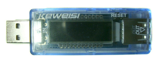 USB тестер тока напряжения потребляемой энергии KEWEISI Blue, фото №3