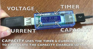 USB тестер тока напряжения потребляемой энергии KEWEISI Blue, фото №9