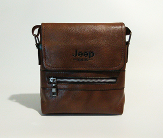 Мужская сумка через плечо Jeep. Коричневая. 21см х 19см / Кожа PU. 558 brown, фото №2