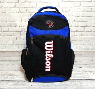 Вместительный рюкзак Wilson для школы, спорта. Черный с синим., фото №2