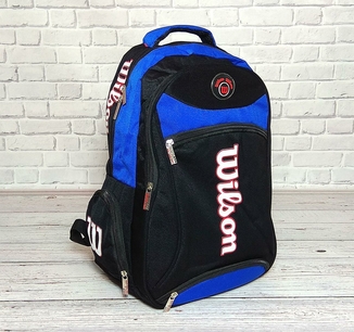 Вместительный рюкзак Wilson для школы, спорта. Черный с синим., фото №3