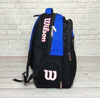 Вместительный рюкзак Wilson для школы, спорта. Черный с синим., фото №4