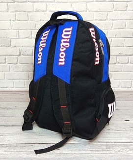 Вместительный рюкзак Wilson для школы, спорта. Черный с синим., фото №5