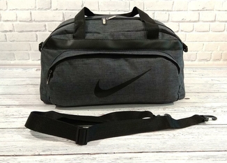 Не промокаемая сумка найк, Nike для спортазала и путешествий. Коттон. Темно-серая, фото №4