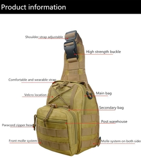 Тактическая сумка-рюкзак на одной лямке. T-Bag 1, numer zdjęcia 5