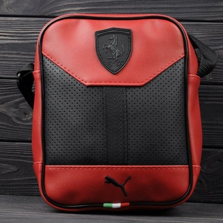 Стильная сумка через плечо, барсетка Puma Ferrari, пума ферари. Красная, фото №2