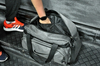 Не промокаемая сумка найк, Nike для спортазала и путешествий. Коттон. Светло-серая, фото №3