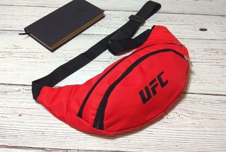 Поясная сумка, Бананка, барсетка юфс, UFC. Красная, фото №4