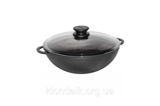 Сковорода чугунная Биол - 280 х 160 мм х 4 л wok с крышкой, фото №2