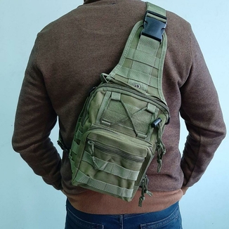 Тактическая сумка-рюкзак, барсетка на одной лямке, хаки. T-Bag 3, фото №11