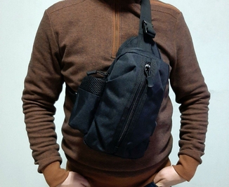 Тактическая сумка-рюкзак, барсетка, бананка на одной лямке, черная. T-Bag 446, фото №11