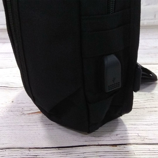 Тактическая сумка-рюкзак, барсетка, бананка на одной лямке, черная. T-Bag 446, фото №5