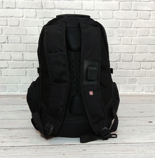 Вместительный рюкзак с жесткой спинкой. Черный с серым. + Дождевик. 35L / s7650 grey, фото №4