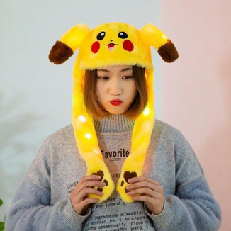 Светящаяся шапка с двигающимися ушами пикачу, Pikachu. Зверошапка, photo number 4