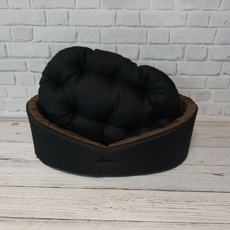 Двухсторонний лежак для собак и кошек. Черный с коричневым, фото №6