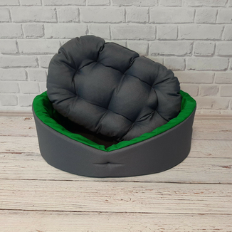 Кровать для животных, лежак для собак и кошек. Серый с зеленым., фото №4