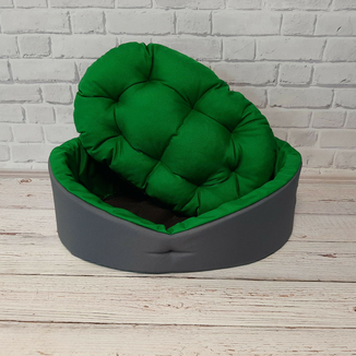 Кровать для животных, лежак для собак и кошек. Серый с зеленым., фото №6