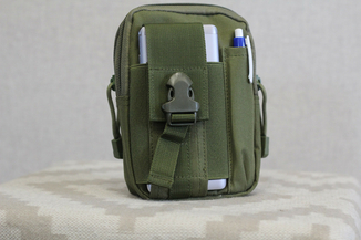 Тактическая универсальная (поясная) сумка - подсумок Mini warrior с системой M.O.L.L.E Olive (001 олива), фото №11