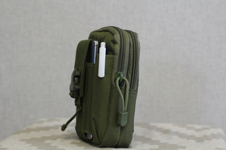 Тактическая универсальная (поясная) сумка - подсумок Mini warrior с системой M.O.L.L.E Olive (001 олива), фото №7