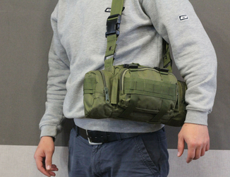 Тактическая универсальная (поясная, наплечная) сумка с системой M.O.L.L.E Black (104 олива), фото №7