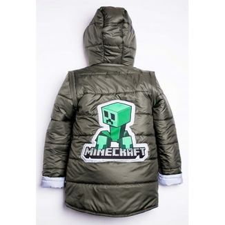 Дитяча куртка жилетка зі світловідбиваючими елементами MineCraft хакі 128 ріст 1062d128, numer zdjęcia 3