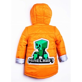 Дитяча куртка жилетка з світловідбиваючими елементами MineCraft помаранчева 110 ріст 1062c110, фото №3