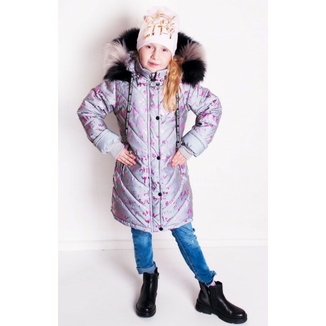 Зимове пальто з світловідбиваючої рефлективної тканини Gold Rozovyy 110 зріст 1053b110, фото №2