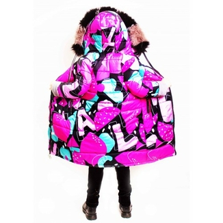 Зимове супер довге пальто Climber Print зі світловідбивачами 110 ріст 1065d110, numer zdjęcia 6