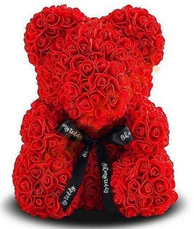 Мишка из роз Bear Flowers 25 см красный, numer zdjęcia 2