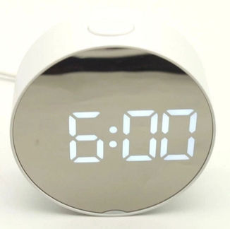 Зеркальные Led часы Dt-6505 white с будильником и термометром, photo number 3