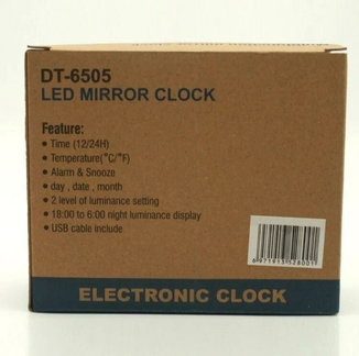 Зеркальные Led часы Dt-6505 white с будильником и термометром, фото №7