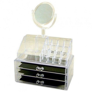 Cosmetic storage box, органайзер для косметики с зеркалом, 3 ящика, фото №2