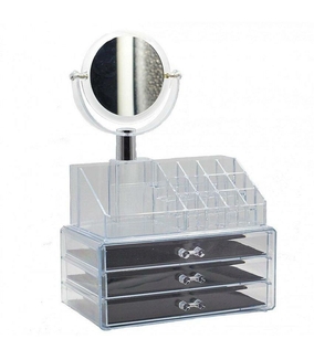 Cosmetic storage box, органайзер для косметики с зеркалом, 3 ящика, фото №3
