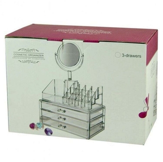 Cosmetic storage box, органайзер для косметики с зеркалом, 3 ящика, фото №5