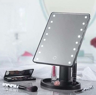Зеркало для макияжа с подсветкой Large Led Mirror black, 16 led, numer zdjęcia 4