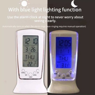 Часы будильник Square clock 510 с термометром и Led подсветкой, numer zdjęcia 3