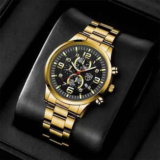 Мужские наручные часы Deyros, gold black, фото №2