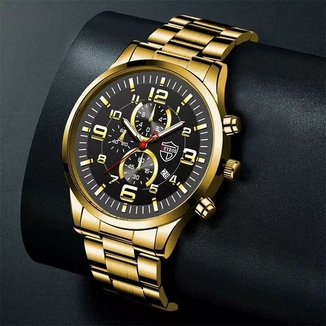 Мужские наручные часы Deyros, gold black, numer zdjęcia 3