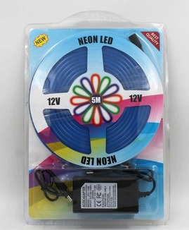 Лента силиконовая Led neon flex 5м с блоком питания 12v, blue, numer zdjęcia 3