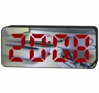 Зеркальные настольные часы Ds-3821l с красной подсветкой, черные, фото №2