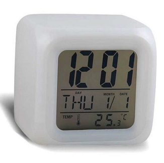 Часы будильник с термометром, ночник, хамелеон, фото №3