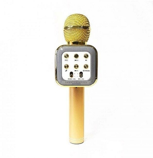 Беспроводной микрофон караоке с динамиком 1818, gold, фото №3