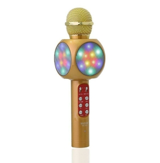 Беспроводной микрофон караоке с динамиком и цветомузыкой Wster Ws-1816, yellow, numer zdjęcia 2