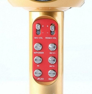 Беспроводной микрофон караоке с динамиком и цветомузыкой Wster Ws-1816, yellow, photo number 5