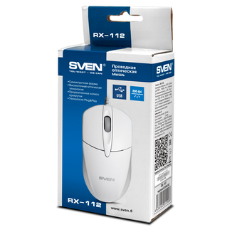 Мышка SVEN RX-112 USB белая, фото №6