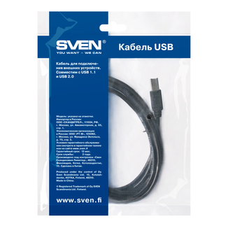 Кабель SVEN USB 2.0 Am-Bm (интерфейсный) 1.8m, numer zdjęcia 5