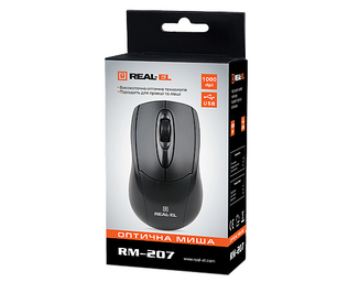 Мышка REAL-EL RM-207 USB черная, фото №5