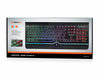 Клавіатура REAL-EL Comfort 8000 Backlit USB чорна з підсвічуванням, numer zdjęcia 3
