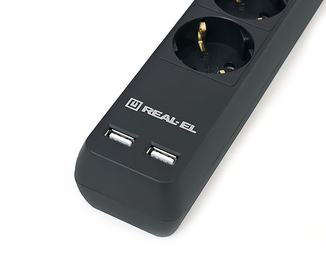 Filtr-listwa REAL-EL RS-6 PROTECT USB 5m czarny obniżka cen, numer zdjęcia 7