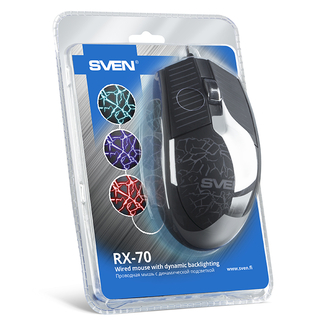 Мышка SVEN RX-70 USB черная с подсветкой, фото №3